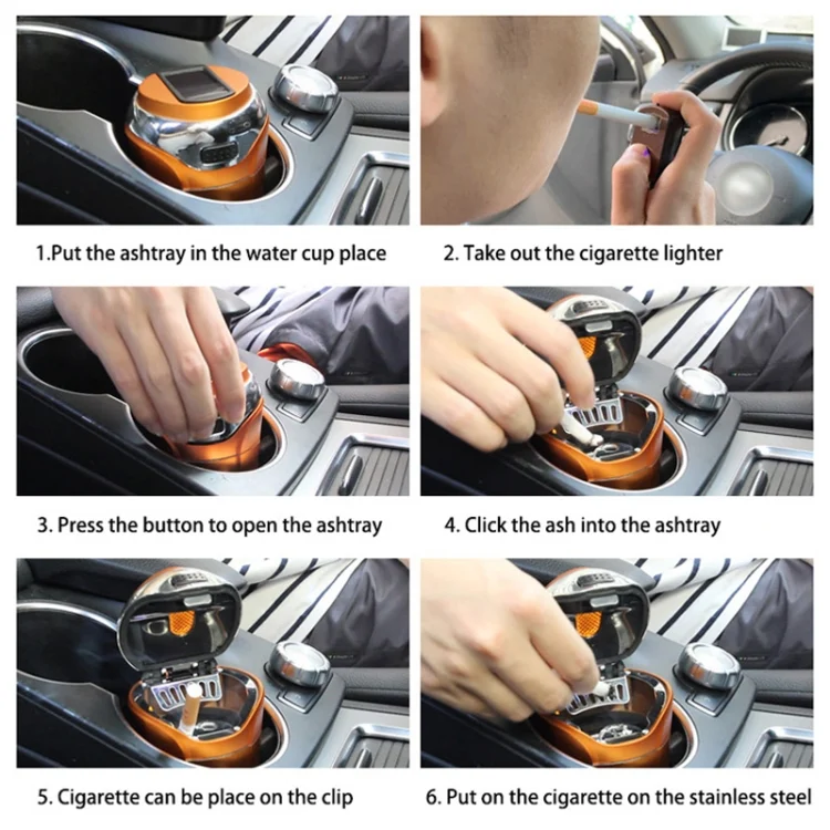 CAR2133_B11.webp N12E Car Creative Ashtray Solar Power With Light And Cover With Cigarette Liighter - Image 12