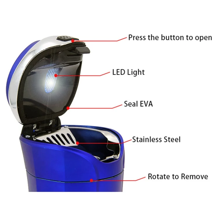 CAR2133_B2.webp N12E Car Creative Ashtray Solar Power With Light And Cover With Cigarette Liighter - Image 3