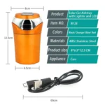 N12E Car Creative Ashtray Solar Power With Light And Cover With Cigarette Liighter - Image 7