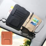 Multifunctional Car Litchi Pattern Glasses Holder Sun Visor Bill Holder - Image 7