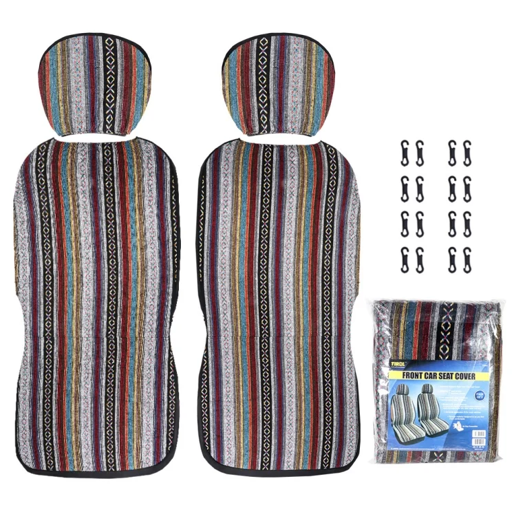 CAR5142_2.webp TIROL T25941 General Car Ethnic Style Double Front Seat Protective Cover - Image 3