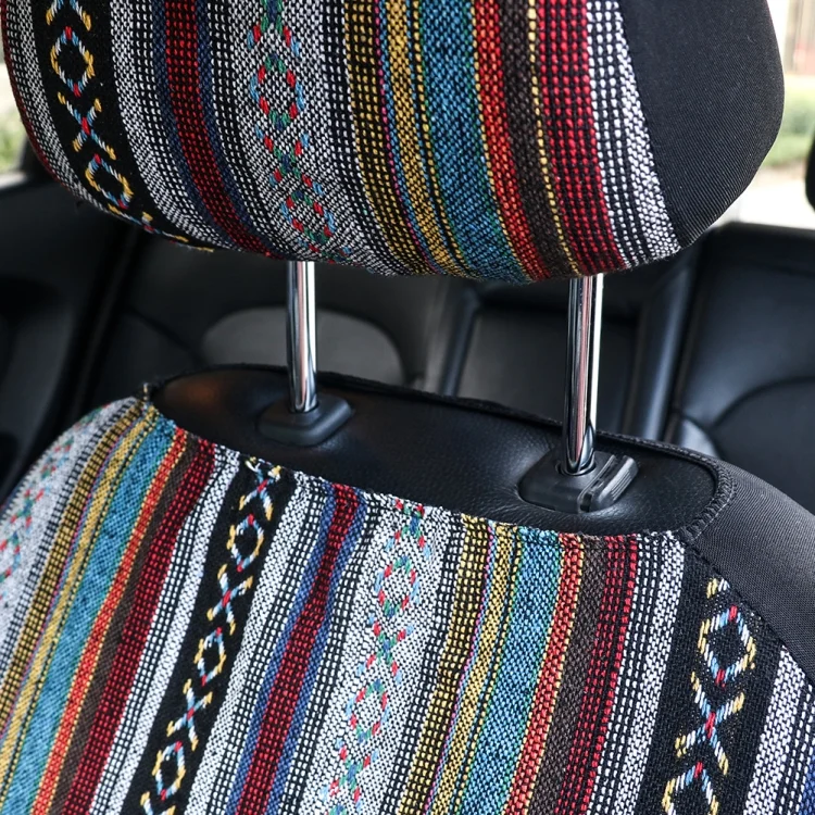 CAR5142_5.webp TIROL T25941 General Car Ethnic Style Double Front Seat Protective Cover - Image 6