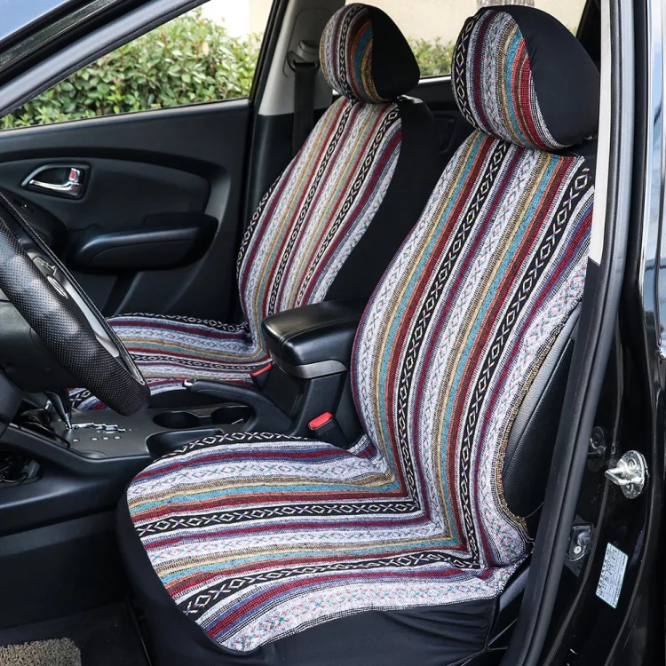 CAR5142_7.webp TIROL T25941 General Car Ethnic Style Double Front Seat Protective Cover - Image 8