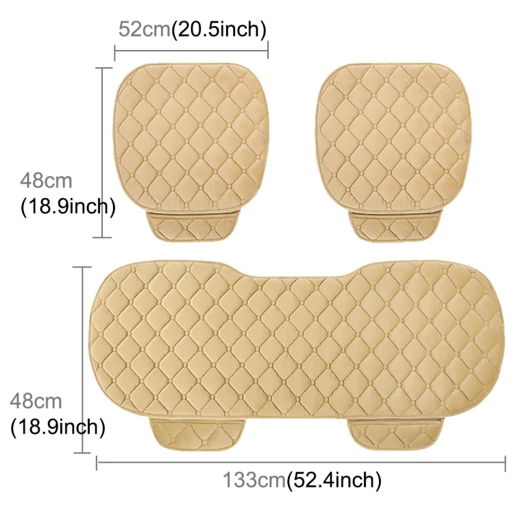 CMS0195K_1.webp 3 PCS / Set Luxurious Warm Car Seat Cover Cushion Universal Front Back Seat Covers Car Non-slip Chair Pad Warm Car Mats No Back Plush Cushion - Image 2