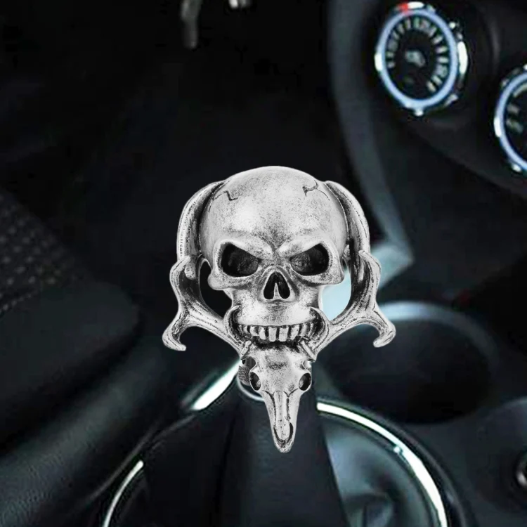 CMS0545S.webp Universal Vehicle Car Creative Skull Double Heads Shaped Shifter Cover Manual Automatic Gear Shift Knob - Image 1