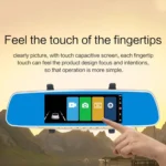 V100 7 inch LCD Touch Screen Rear View Mirror Car Recorder with Separate Camera, 170 Degree Wide Angle Viewing, Support Night Vision / Loop Video / Motion Detection / G-Sensor / TF Card - Image 6