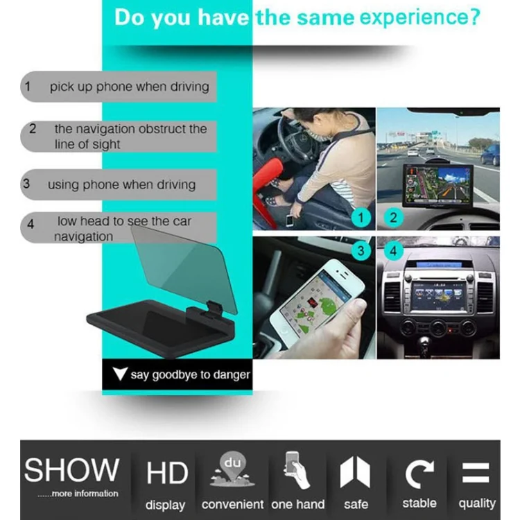 CMS1924_8.webp H6 Multi-function Car Smartphone Navigation Head Up Display Holder for 6 Inch Smartphone - Image 9