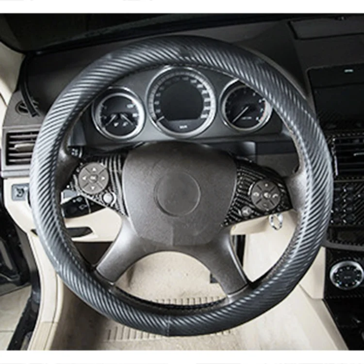 CMS2040_5.webp 2 PCS Car Steering Wheel Button Carbon Fiber Decorative Sticker for Mercedes-Benz W204 2007-2010 - Image 6