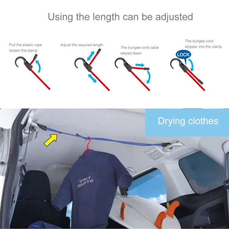 CMS2266B_4.webp Reusable Car Fastening Rope Car Adjustable Elastic Rope Trunk Storage Hooks Strap Fastening Vehicle Fastening Rope, Length: 1.5m - Image 5