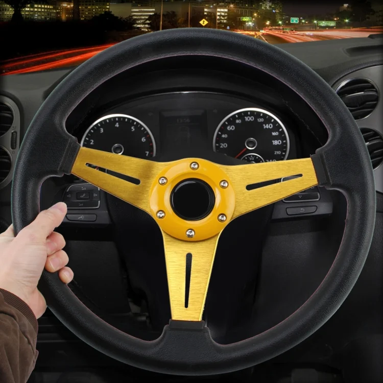CMS3439J_6.webp 35cm PU Racing Sport Hand Wheel Car Modified Steering Wheel - Image 7