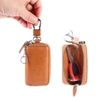Universal Pure Cow Leather Waist Hanging Zipper Wallets Key Holder Bag (No Include Key) - Image 5