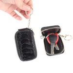 Universal Pure Cow Leather Waist Hanging Zipper Wallets Key Holder Bag (No Include Key) - Image 5