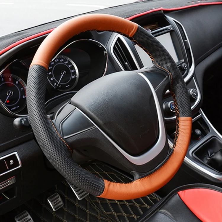 CMS3896_10.webp Four Seasons Genuine Leather Hand-stitched Car Adaptation Steering Wheel Cover for 38cm Steering Wheel - Image 11