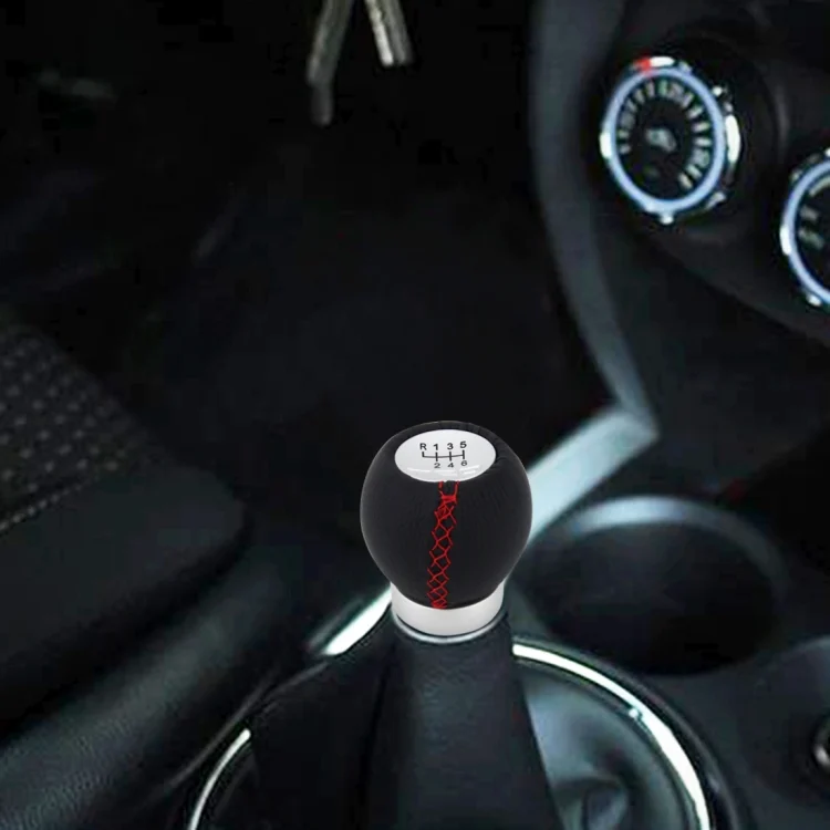 CMS3989_5.webp Universal Car Modified Shifter Black Leather Lever Manual 6-Speed Gear Shift Knob - Image 6