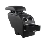 Car ABS Leather Wrapped Armrest Box, Fast Charge USB Holes and Cables for New Fit (Red Line with Air Outlet) - Image 2