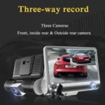 4.0 inch IPS Screen 5.0 Mega Pixels 170 Degrees Wide Angle Full HD 1080P 3 Channels Video Car DVR, Support Night Vision Fill Light / Reversing Visual / TF Card(32GB Max) / G-sensor / Motion Detection - Image 7