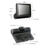 4.0 inch IPS Screen 5.0 Mega Pixels 170 Degrees Wide Angle Full HD 1080P 3 Channels Video Car DVR, Support Night Vision Fill Light / Reversing Visual / TF Card(32GB Max) / G-sensor / Motion Detection - Image 10