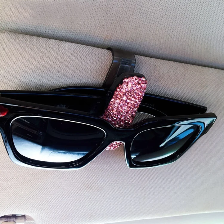 CMS7510F_2.webp Car Pure Color Diamond Mounted Glasses Bill Clip Holder - Image 3