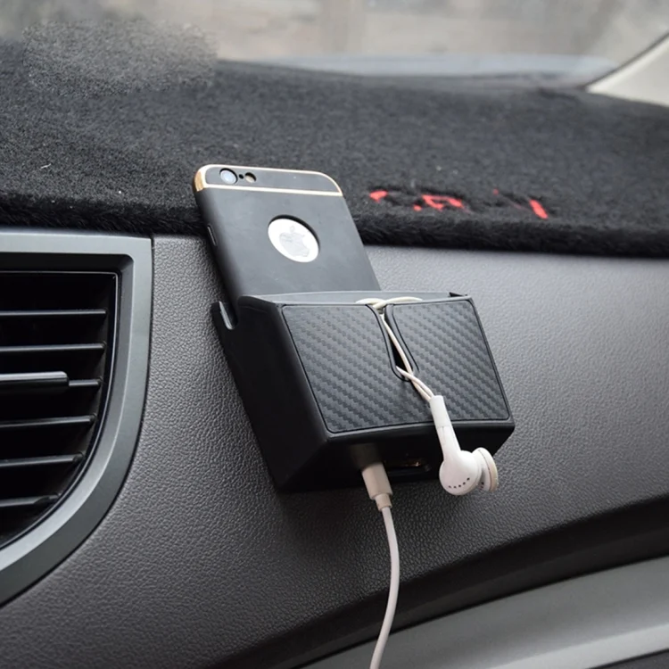 Car EVA Carrying Organizer Storage Double-layer Sticker Bag for Phone Coin Key and Other Small Items(Small Size)