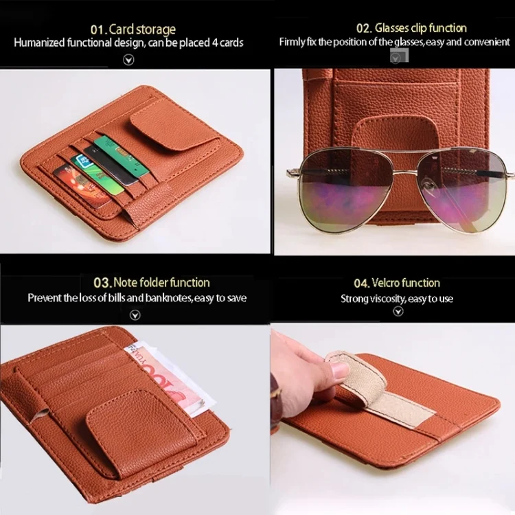 CMS8898_B5.webp Multi-functional Auto Car Sun Visor Sunglass Holder Card Bill Ticket Storage Holder Pouch Bag - Image 6