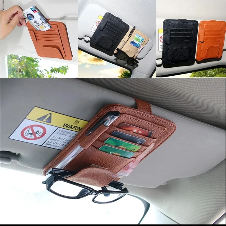CMS8898_B6.webp Multi-functional Auto Car Sun Visor Sunglass Holder Card Bill Ticket Storage Holder Pouch Bag - Image 7