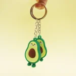 10 PCS Cute Fruit Jewelry Soft Silicone Cartoon Anthropomorphic Avocado Key Ring - Image 4