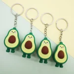 10 PCS Cute Fruit Jewelry Soft Silicone Cartoon Anthropomorphic Avocado Key Ring - Image 5