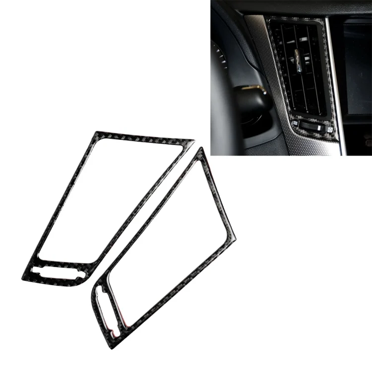 2 PCS Car Carbon Fiber Central Air Outlet Frame Decorative Sticker for Infiniti Q50 / Q60 2014-2020