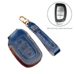 Hallmo Car Cowhide Leather Key Protective Cover Key Case for Hyundai IX35 A Style - Image 2