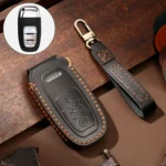Hallmo Car Cowhide Leather Key Protective Cover Key Case for Audi A6L / A8L / A4 / A7 / A5 B Style