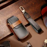 Hallmo Car Cowhide Leather Key Protective Cover Key Case for Audi A6L / A8L / A4 / A7 / A5 B Style - Image 7