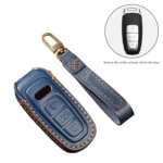 Hallmo Car Cowhide Leather Key Protective Cover Key Case for Audi A6L / A8L / A4 / A7 / A5 C Style - Image 2