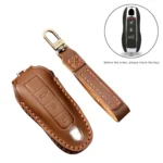 Hallmo Car Cowhide Leather Key Protective Cover Key Case for Porsche Macan 718 2021 A Style - Image 2