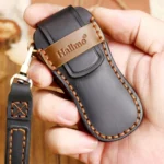Hallmo Car Cowhide Leather Key Protective Cover Key Case for Porsche Macan 718 2021 A Style - Image 4