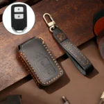 Hallmo Car Cowhide Leather Key Protective Cover Key Case for Honda Civic / Accord 2-button