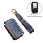 Hallmo Car Cowhide Leather Key Protective Cover Key Case for Honda Civic / Accord 3-button Start - Image 2