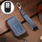 Hallmo Car Cowhide Leather Key Protective Cover Key Case for Honda Civic / Accord 4-button