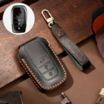 Hallmo Car Cowhide Leather Key Protective Cover Key Case for Toyota Corolla 2017 3-button