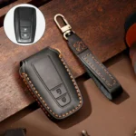 Hallmo Car Cowhide Leather Key Protective Cover Key Case for Toyota Corolla 2018 2-button