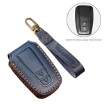 Hallmo Car Cowhide Leather Key Protective Cover Key Case for Toyota Corolla 2018 2-button - Image 2