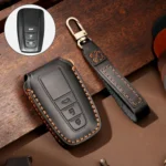 Hallmo Car Cowhide Leather Key Protective Cover Key Case for Toyota Corolla 2018 3-button