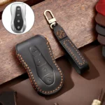 Hallmo Car Cowhide Leather Key Protective Cover Key Case for Geely Emgrand A Style