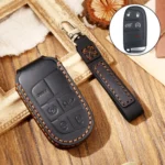 Hallmo Car Cowhide Leather Key Protective Cover Key Case for Jeep Compass