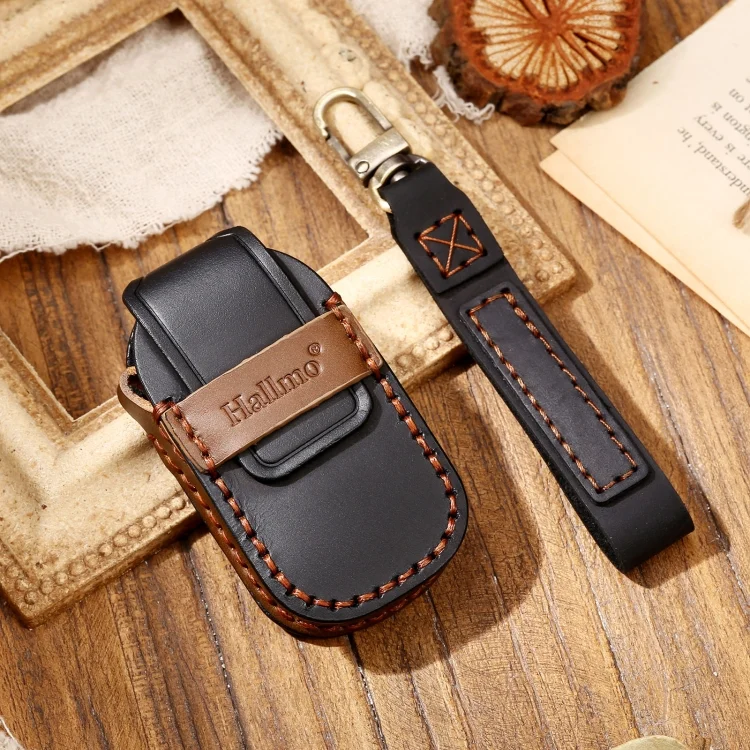 CRP3881B_1.webp Hallmo Car Cowhide Leather Key Protective Cover Key Case for LEADING IDEAL One - Image 7
