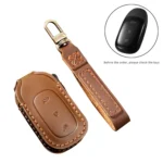 Hallmo Car Cowhide Leather Key Protective Cover Key Case for LEADING IDEAL One - Image 2