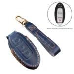 Hallmo Car Cowhide Leather Key Protective Cover Key Case for Nissan Sylphy 3-button Horn - Image 2