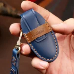 Hallmo Car Cowhide Leather Key Protective Cover Key Case for Nissan Sylphy 3-button Horn - Image 4