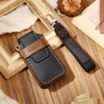 Hallmo Car Cowhide Leather Key Protective Cover Key Case for Mitsubishi Outlander - Image 7