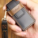 Hallmo Car Cowhide Leather Key Protective Cover Key Case for Mitsubishi Outlander - Image 4