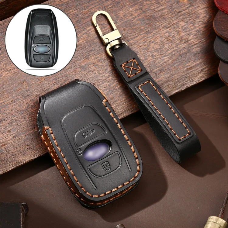 CRP3886B.webp Hallmo Car Cowhide Leather Key Protective Cover Key Case for Subaru Forester - Image 1
